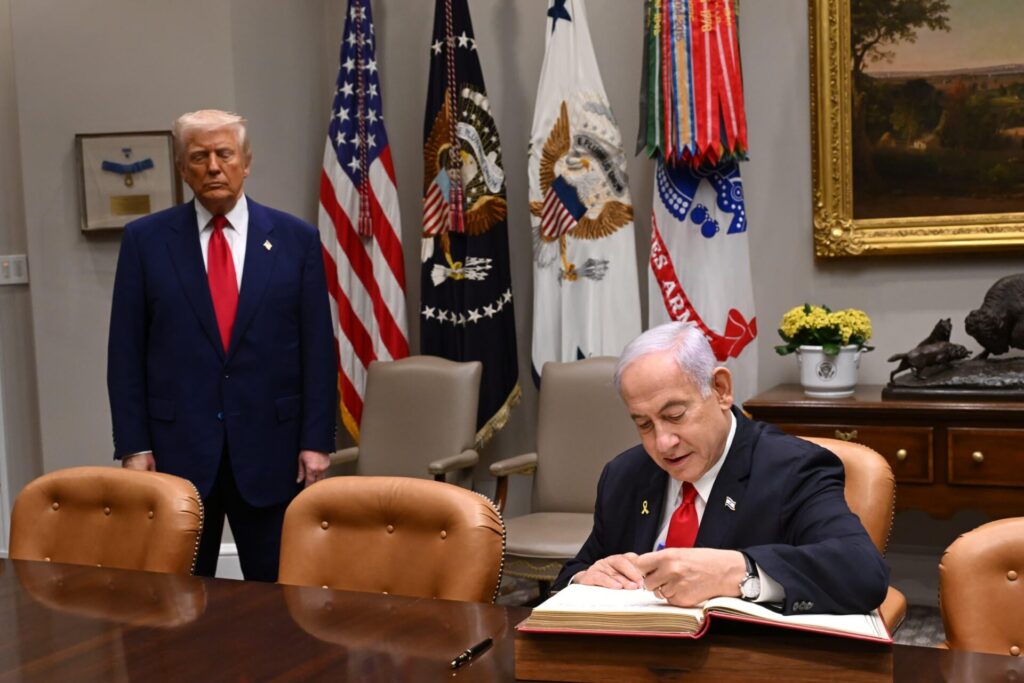 Trump and Netanyahu in the White House, April 2025. (@netanyahu/X)